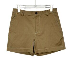 Versace Khaki Casual Denim Shorts Size 46 Made In Italy With Button Closure & Fr